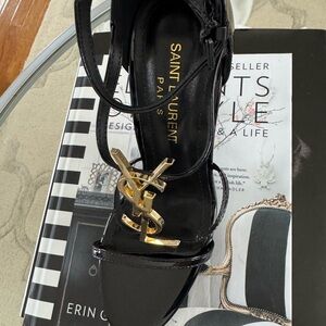 Saint Laurent Black and Gold Heels